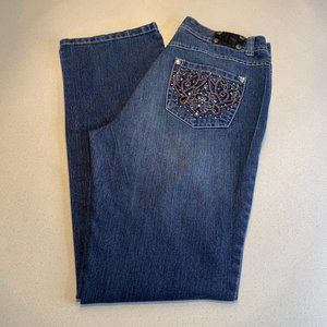 Style & Co Premium Boyfriend Jeans Bling Pocket Medium Blue Wash Size 6